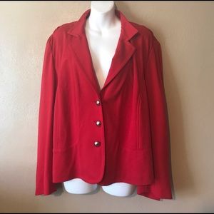 Talbots 20WP red blazer silver buttons stretchy